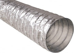 Hi-Tech Duravent - 5" ID, 25' Long, Metalized Film Blower & Duct Hose - Silver, 2.6" Bend Radius, 0.15 In/Hg, 0.85 Max psi, -20 to 250°F - Exact Tooling
