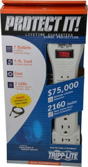 Tripp-Lite - 7 Outlets, 120 Volts, 15 Amps, 7' Cord, Power Outlet Strip - Keyhole Mount, 5-15P NEMA Configuration, 12.4" Strip, UL1449 3rd Edition - Exact Tooling