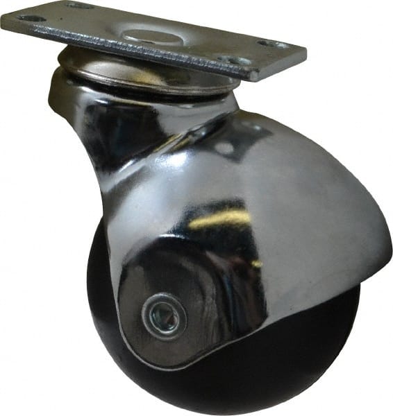 E.R. Wagner - 2 Inch Ball Diameter x 13/16 Inch Wide Wheel, Soft Rubber Top Plate Spherical Ball Caster - Exact Tooling