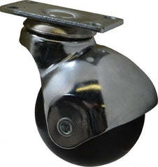 E.R. Wagner - 2 Inch Ball Diameter x 13/16 Inch Wide Wheel, Soft Rubber Top Plate Spherical Ball Caster - Exact Tooling
