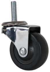 E.R. Wagner - 2" Diam x 13/16" Wide x 2-1/2" OAH Stem Mount Swivel Caster - Soft Rubber, 75 Lb Capacity, Delrin Bearing, 5/16-18 x 1" Threaded Stem - Exact Tooling