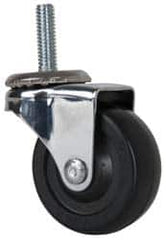 E.R. Wagner - 2" Diam x 13/16" Wide x 2-1/2" OAH Stem Mount Swivel Caster - Soft Rubber, 75 Lb Capacity, Delrin Bearing, 5/16-18 x 1" Threaded Stem - Exact Tooling