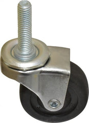 E.R. Wagner - 2" Diam x 13/16" Wide x 2-1/2" OAH Stem Mount Swivel Caster - Hard Rubber, 100 Lb Capacity, Delrin Bearing, 3/8-16 x 1-1/2" Threaded Stem - Exact Tooling