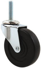 E.R. Wagner - 3" Diam x 13/16" Wide x 3-9/16" OAH Stem Mount Swivel Caster - Hard Rubber, 125 Lb Capacity, Delrin Bearing, 3/8-16 x 1-1/2" Threaded Stem - Exact Tooling