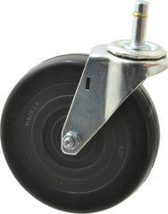 E.R. Wagner - 5" Diam x 1-1/4" Wide x 5-1/2" OAH Stem Mount Swivel Caster - Soft Rubber, 190 Lb Capacity, Delrin Bearing, 4 x 4-1/2" Plate, 7/16 x 1-3/8" Friction Stem - Exact Tooling