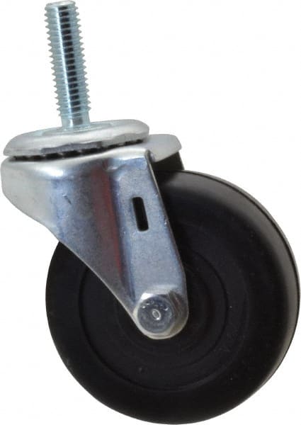 E.R. Wagner - 3" Diam x 1-1/4" Wide x 3-5/8" OAH Stem Mount Swivel Caster - Soft Rubber, 125 Lb Capacity, Delrin Bearing, 7/16-14 x 1-1/2" Threaded Stem - Exact Tooling