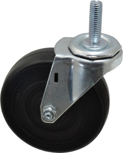 E.R. Wagner - 4" Diam x 1-1/4" Wide x 4-1/2" OAH Stem Mount Swivel Caster - Soft Rubber, 165 Lb Capacity, Delrin Bearing, 7/16-14 x 1-1/2" Threaded Stem - Exact Tooling