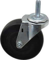 E.R. Wagner - 4" Diam x 1-1/4" Wide x 4-1/2" OAH Stem Mount Swivel Caster - Soft Rubber, 165 Lb Capacity, Delrin Bearing, 7/16-14 x 1-1/2" Threaded Stem - Exact Tooling