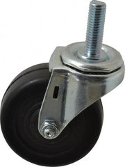 E.R. Wagner - 3" Diam x 1-1/4" Wide x 3-5/8" OAH Stem Mount Swivel Caster - Soft Rubber, 125 Lb Capacity, Delrin Bearing, 1/2-13 x 1-1/2" Threaded Stem - Exact Tooling