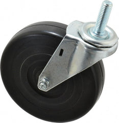 E.R. Wagner - 5" Diam x 1-1/4" Wide x 5-1/2" OAH Stem Mount Swivel Caster - Soft Rubber, 190 Lb Capacity, Delrin Bearing, 1/2-13 x 1-1/2" Threaded Stem - Exact Tooling