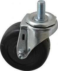 E.R. Wagner - 3" Diam x 1-1/4" Wide x 3-5/8" OAH Stem Mount Swivel Caster - Soft Rubber, 125 Lb Capacity, Delrin Bearing, 1/2-13 x 1" Threaded Stem - Exact Tooling