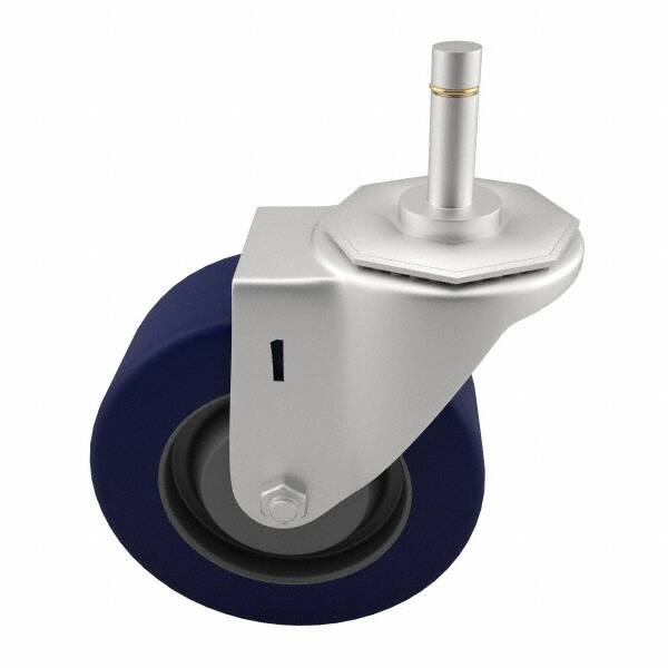 E.R. Wagner - 3" Diam x 1-1/4" Wide x 3-5/8" OAH Stem Mount Swivel Caster - Polyurethane, 210 Lb Capacity, Delrin Bearing, 7/16 x 1-3/8" Friction Stem - Exact Tooling