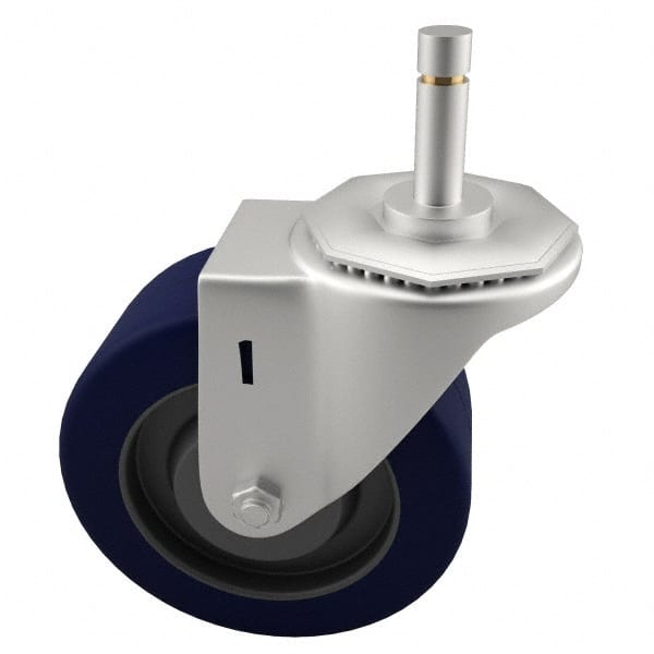 E.R. Wagner - 4" Diam x 1-1/4" Wide x 4-1/2" OAH Stem Mount Swivel Caster - Polyurethane, 275 Lb Capacity, Delrin Bearing, 7/16 x 1-3/8" Friction Stem - Exact Tooling