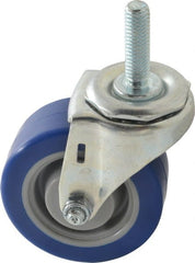 E.R. Wagner - 3" Diam x 1-1/4" Wide x 3-5/8" OAH Stem Mount Swivel Caster - Polyurethane, 210 Lb Capacity, Delrin Bearing, 7/16-14 x 1-1/2" Threaded Stem - Exact Tooling