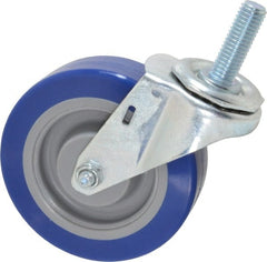 E.R. Wagner - 4" Diam x 1-1/4" Wide x 4-1/2" OAH Stem Mount Swivel Caster - Polyurethane, 275 Lb Capacity, Delrin Bearing, 1/2-13 x 1-1/2" Threaded Stem - Exact Tooling