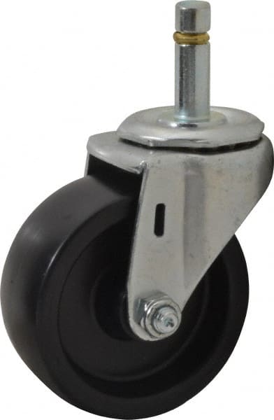 E.R. Wagner - 3" Diam x 1-1/4" Wide x 3-5/8" OAH Stem Mount Swivel Caster - Polyolefin, 210 Lb Capacity, Plain Bearing, 7/16 x 1-3/8" Friction Stem - Exact Tooling