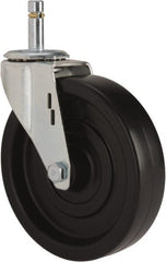 E.R. Wagner - 5" Diam x 1-1/4" Wide x 5-1/2" OAH Stem Mount Swivel Caster - Polyolefin, 280 Lb Capacity, Plain Bearing, 7/16 x 1-3/8" Friction Stem - Exact Tooling