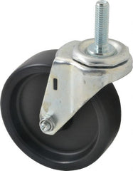 E.R. Wagner - 4" Diam x 1-1/4" Wide x 4-1/2" OAH Stem Mount Swivel Caster - Polyolefin, 255 Lb Capacity, Plain Bearing, 7/16-14 x 1-1/2" Threaded Stem - Exact Tooling