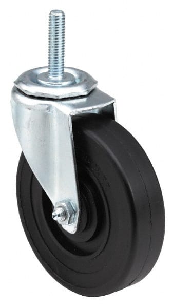 E.R. Wagner - 3" Diam x 1-1/4" Wide x 3-5/8" OAH Stem Mount Swivel Caster - TPR, 125 Lb Capacity, Delrin Bearing, 7/16 x 1-3/8" Friction Stem - Exact Tooling