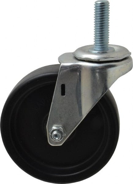 E.R. Wagner - 4" Diam x 1-1/4" Wide x 4-1/2" OAH Stem Mount Swivel Caster - Polyolefin, 255 Lb Capacity, Plain Bearing, 1/2-13 x 1-1/2" Threaded Stem - Exact Tooling