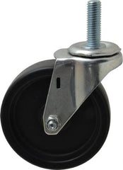 E.R. Wagner - 4" Diam x 1-1/4" Wide x 4-1/2" OAH Stem Mount Swivel Caster - Polyolefin, 255 Lb Capacity, Plain Bearing, 1/2-13 x 1-1/2" Threaded Stem - Exact Tooling