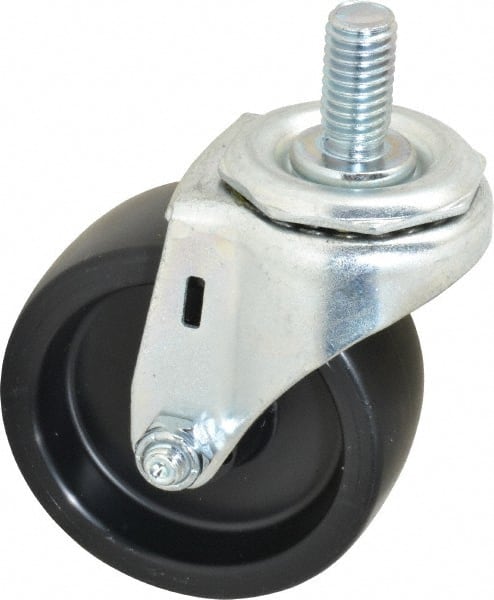 E.R. Wagner - 3" Diam x 1-1/4" Wide x 3-5/8" OAH Stem Mount Swivel Caster - Polyolefin, 210 Lb Capacity, Plain Bearing, 1/2-13 x 1" Threaded Stem - Exact Tooling
