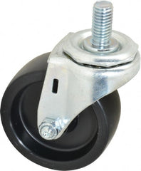 E.R. Wagner - 3" Diam x 1-1/4" Wide x 3-5/8" OAH Stem Mount Swivel Caster - Polyolefin, 210 Lb Capacity, Plain Bearing, 1/2-13 x 1" Threaded Stem - Exact Tooling