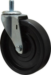 E.R. Wagner - 5" Diam x 1-1/4" Wide x 5-1/2" OAH Stem Mount Swivel Caster - Polyolefin, 280 Lb Capacity, Plain Bearing, 1/2-13 x 1" Threaded Stem - Exact Tooling