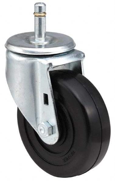 E.R. Wagner - 3-1/2" Diam x 1-1/4" Wide x 4-1/2" OAH Stem Mount Swivel Caster - Polyurethane, 250 Lb Capacity, Delrin Bearing, 7/16 x 1-3/8" Friction Stem - Exact Tooling