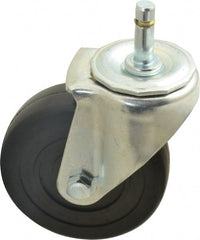 E.R. Wagner - 4" Diam x 1-1/4" Wide x 5" OAH Stem Mount Swivel Caster - Soft Rubber, 165 Lb Capacity, Delrin Bearing, 7/16 x 1-3/8" Friction Stem - Exact Tooling