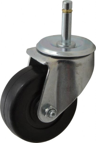 E.R. Wagner - 3-1/2" Diam x 1-1/4" Wide x 4-1/2" OAH Stem Mount Swivel Caster - Soft Rubber, 155 Lb Capacity, Delrin Bearing, 7/16 x 1-29/32" Friction Stem - Exact Tooling