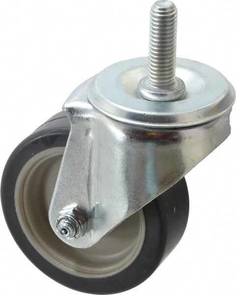 E.R. Wagner - 3-1/2" Diam x 1-1/4" Wide x 4-1/2" OAH Stem Mount Swivel Caster - TPR, 155 Lb Capacity, Delrin Bearing, 1/2-13 x 1-1/2" Threaded Stem - Exact Tooling