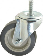 E.R. Wagner - 4" Diam x 1-1/4" Wide x 5" OAH Stem Mount Swivel Caster - TPR, 165 Lb Capacity, Delrin Bearing, 1/2-13 x 1-1/2" Threaded Stem - Exact Tooling