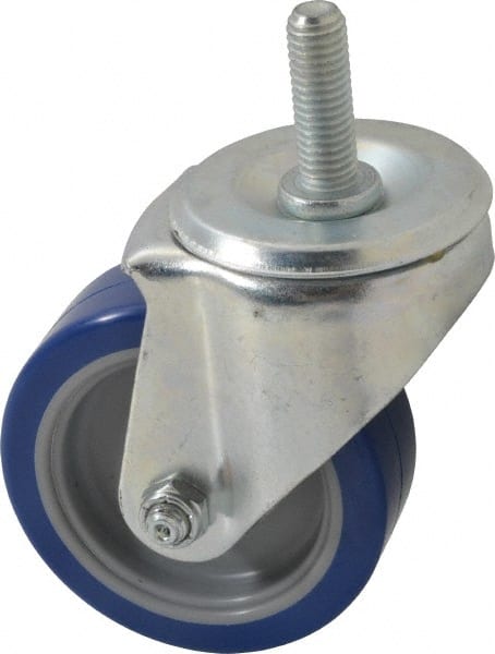 E.R. Wagner - 3-1/2" Diam x 1-1/4" Wide x 4-1/2" OAH Stem Mount Swivel Caster - Polyurethane, 250 Lb Capacity, Delrin Bearing, 1/2-13 x 1-1/2" Threaded Stem - Exact Tooling