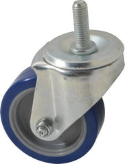 E.R. Wagner - 3-1/2" Diam x 1-1/4" Wide x 4-1/2" OAH Stem Mount Swivel Caster - Polyurethane, 250 Lb Capacity, Delrin Bearing, 1/2-13 x 1-1/2" Threaded Stem - Exact Tooling