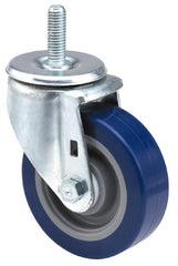 E.R. Wagner - 5" Diam x 1-1/4" Wide x 6-1/8" OAH Stem Mount Swivel Caster - Polyurethane, 300 Lb Capacity, Delrin Bearing, 1/2-13 x 3/4" Threaded Stem - Exact Tooling