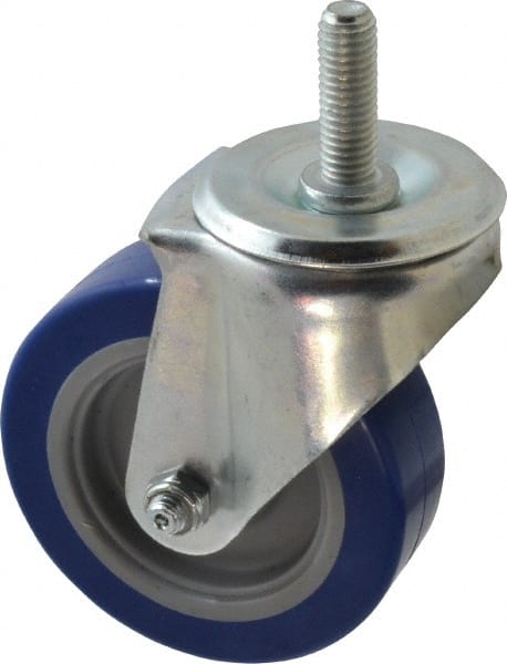 E.R. Wagner - 4" Diam x 1-1/4" Wide x 5" OAH Stem Mount Swivel Caster - Polyurethane, 275 Lb Capacity, Delrin Bearing, 1/2-13 x 1-1/2" Threaded Stem - Exact Tooling