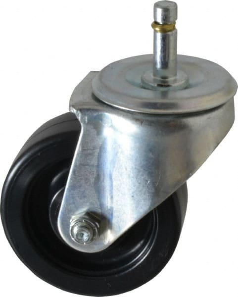 E.R. Wagner - 3-1/2" Diam x 1-1/4" Wide x 4-1/2" OAH Stem Mount Swivel Caster - Polyolefin, 250 Lb Capacity, Delrin Bearing, 7/16 x 1-3/8" Friction Stem - Exact Tooling