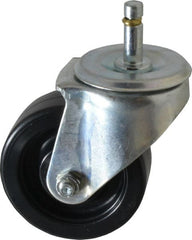 E.R. Wagner - 3-1/2" Diam x 1-1/4" Wide x 4-1/2" OAH Stem Mount Swivel Caster - Polyolefin, 250 Lb Capacity, Delrin Bearing, 7/16 x 1-3/8" Friction Stem - Exact Tooling