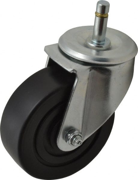E.R. Wagner - 4" Diam x 1-3/8" Wide x 5" OAH Stem Mount Swivel Caster - Polyolefin, 275 Lb Capacity, Delrin Bearing, 7/16 x 1-3/8" Friction Stem - Exact Tooling