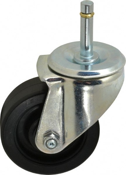 E.R. Wagner - 3-1/2" Diam x 1-1/4" Wide x 4-1/2" OAH Stem Mount Swivel Caster - Polyolefin, 250 Lb Capacity, Delrin Bearing, 7/16 x 1-29/32" Friction Stem - Exact Tooling
