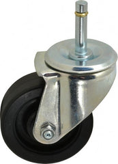 E.R. Wagner - 3-1/2" Diam x 1-1/4" Wide x 4-1/2" OAH Stem Mount Swivel Caster - Polyolefin, 250 Lb Capacity, Delrin Bearing, 7/16 x 1-29/32" Friction Stem - Exact Tooling