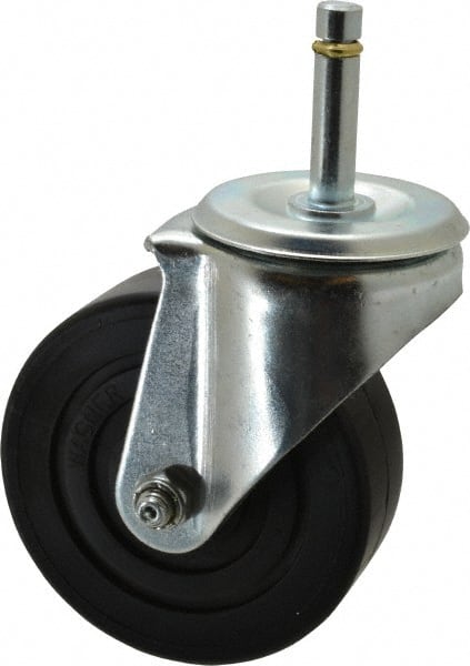 E.R. Wagner - 4" Diam x 1-3/8" Wide x 5" OAH Stem Mount Swivel Caster - Polyolefin, 275 Lb Capacity, Delrin Bearing, 7/16 x 1-29/32" Friction Stem - Exact Tooling