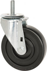 E.R. Wagner - 5" Diam x 1-3/8" Wide x 6-1/8" OAH Stem Mount Swivel Caster - Polyolefin, 300 Lb Capacity, Delrin Bearing, 1/2-13 x 1-1/2" Threaded Stem - Exact Tooling