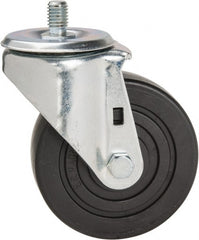 E.R. Wagner - 4" Diam x 1-3/8" Wide x 5" OAH Stem Mount Swivel Caster - Polyolefin, 275 Lb Capacity, Delrin Bearing, 1/2-13 x 3/4" Threaded Stem - Exact Tooling