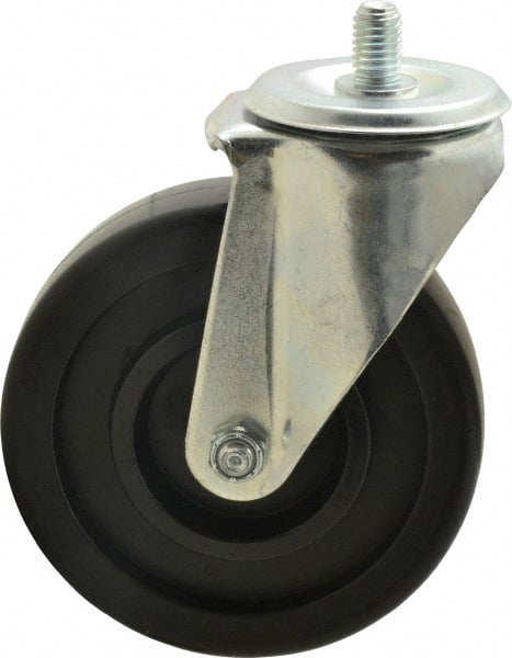 E.R. Wagner - 5" Diam x 1-3/8" Wide x 6-1/8" OAH Stem Mount Swivel Caster - Polyolefin, 300 Lb Capacity, Delrin Bearing, 1/2-13 x 3/4" Threaded Stem - Exact Tooling