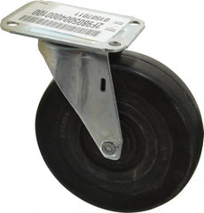 E.R. Wagner - 5" Diam x 1-1/4" Wide x 5-5/8" OAH Top Plate Mount Swivel Caster - Soft Rubber, 190 Lb Capacity, Delrin Bearing, 2-3/4 x 3-3/4" Plate - Exact Tooling