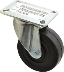 E.R. Wagner - 4" Diam x 1-3/8" Wide x 5-1/16" OAH Top Plate Mount Swivel Caster - Soft Rubber, 200 Lb Capacity, Delrin Bearing, 3-1/8 x 4-1/8" Plate - Exact Tooling