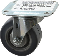 E.R. Wagner - 3" Diam x 1-1/4" Wide x 3-3/4" OAH Top Plate Mount Swivel Caster - TPR, 125 Lb Capacity, Delrin Bearing, 2-3/4 x 3-3/4" Plate - Exact Tooling