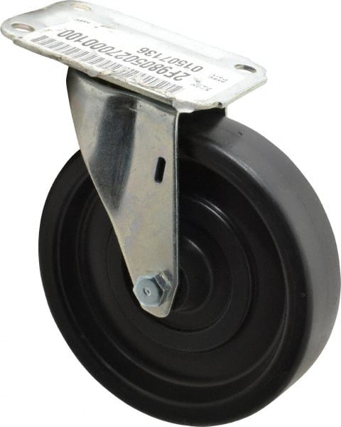 E.R. Wagner - 5" Diam x 1-1/4" Wide x 5-5/8" OAH Top Plate Mount Swivel Caster - Polyolefin, 280 Lb Capacity, Plain Bearing, 2-3/4 x 3-3/4" Plate - Exact Tooling